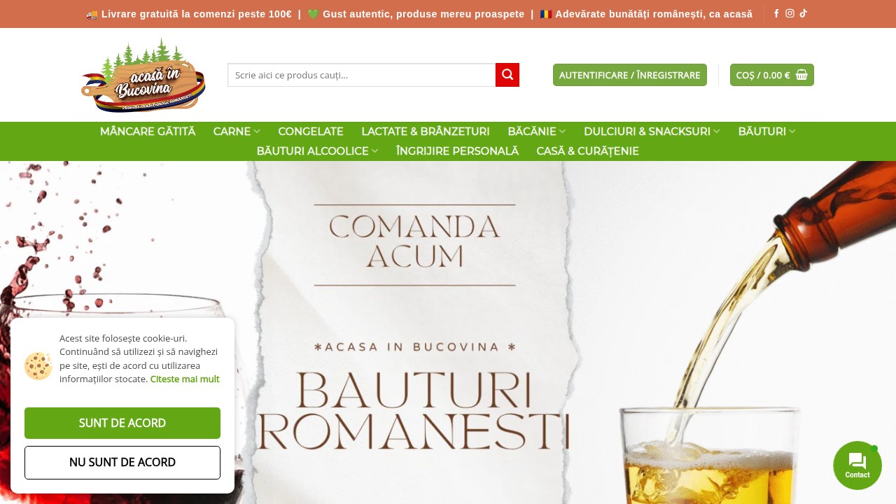 Screenshot of Acasa in Bucovina magazin românesc Breda website
