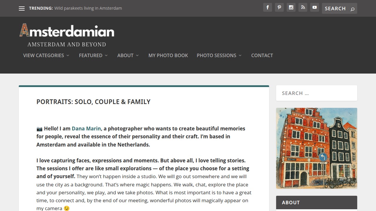 Screenshot of Amsterdamian Photography website