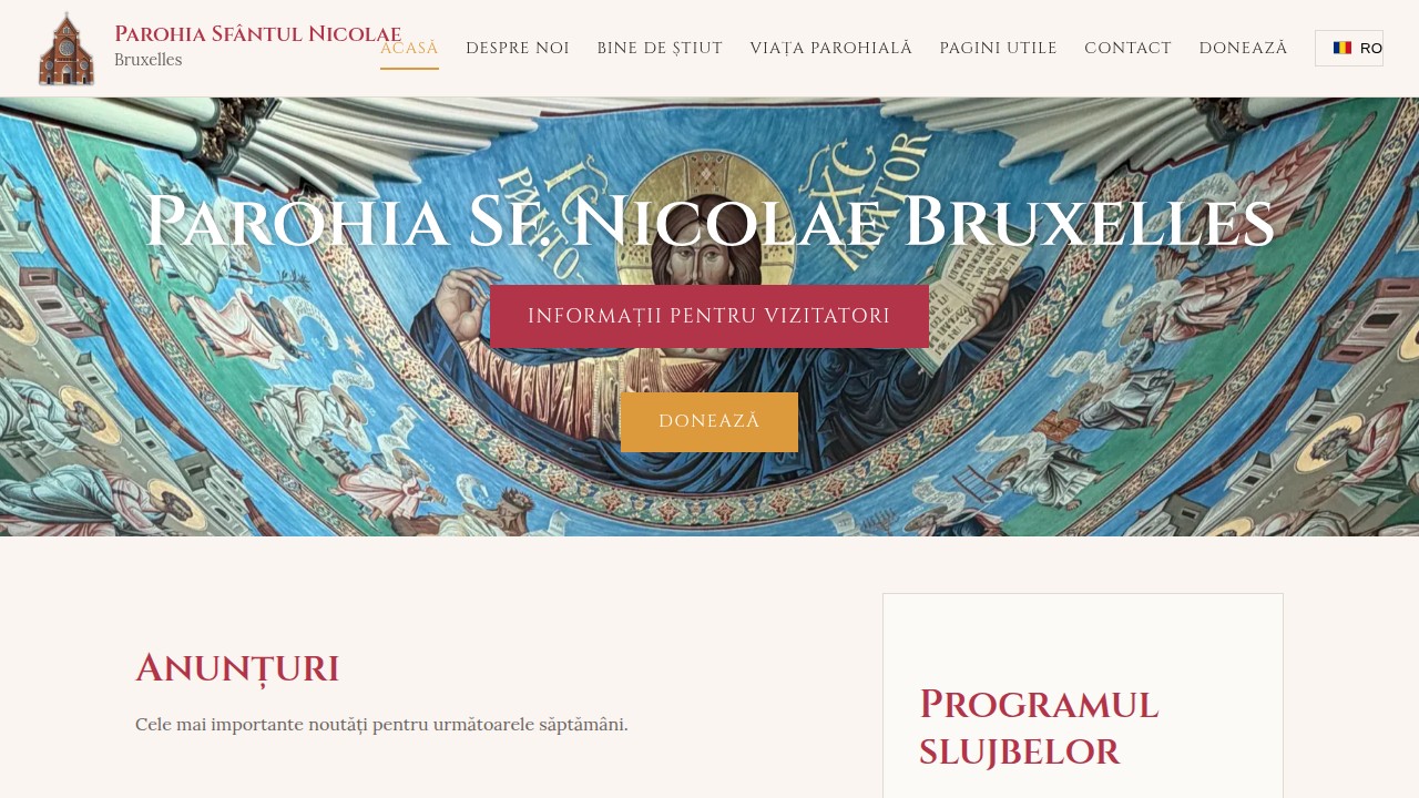 Screenshot of Romanian Orthodox Church of St. Nicolas website