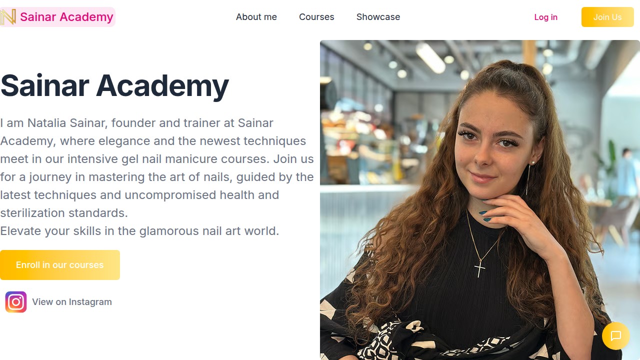 Screenshot of Natalia Sainar website