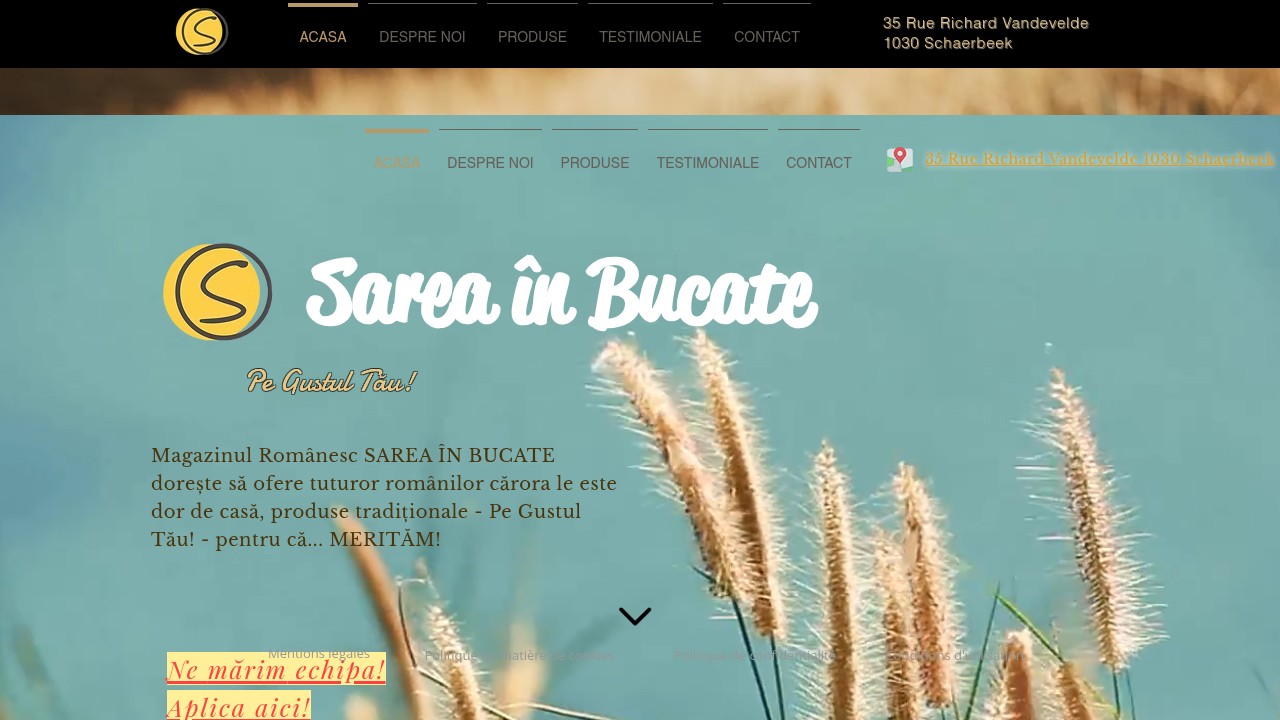 Screenshot of Sarea in Bucate - Magazin Romanesc Bruxelles website