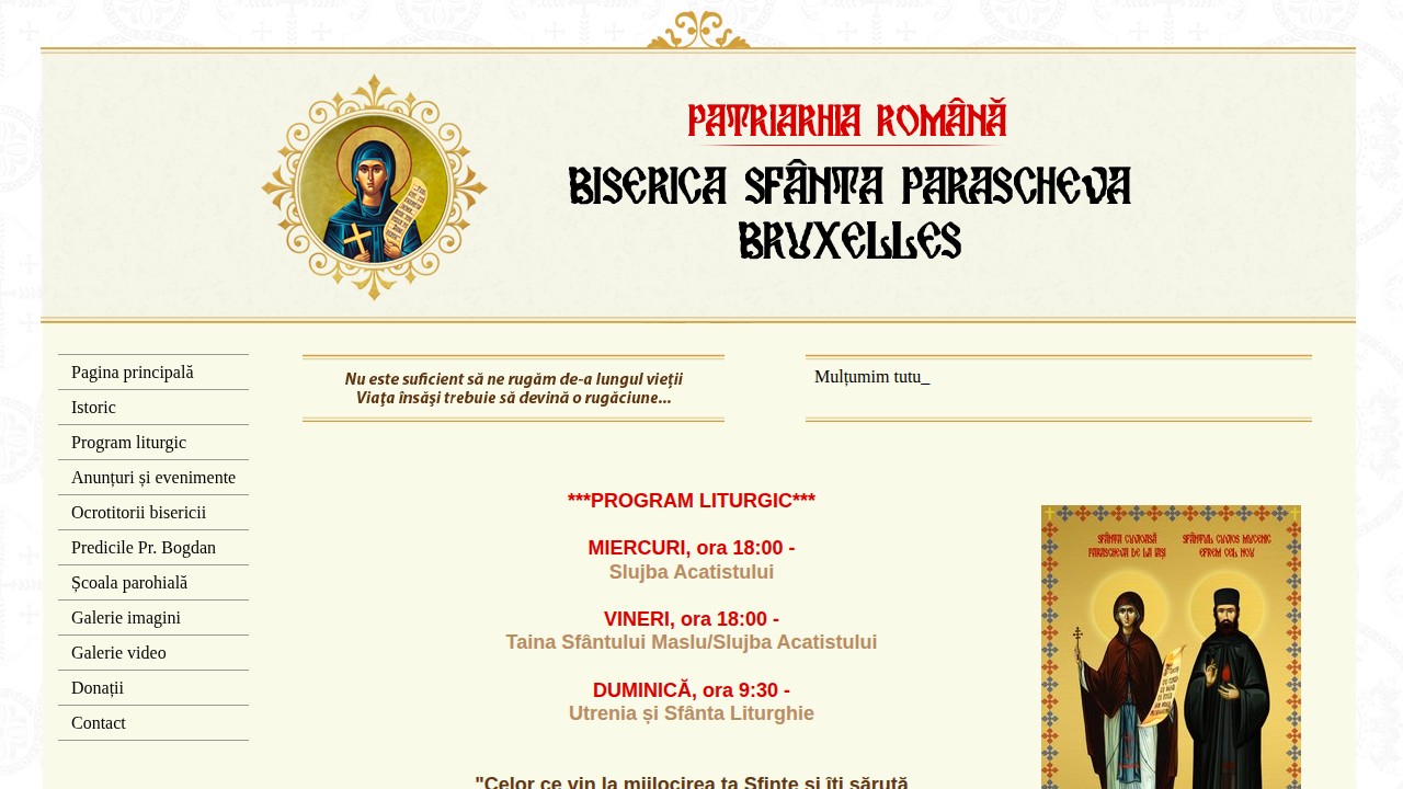Screenshot of Biserica Sfânta Cuvioasă Parascheva - Bruxelles website