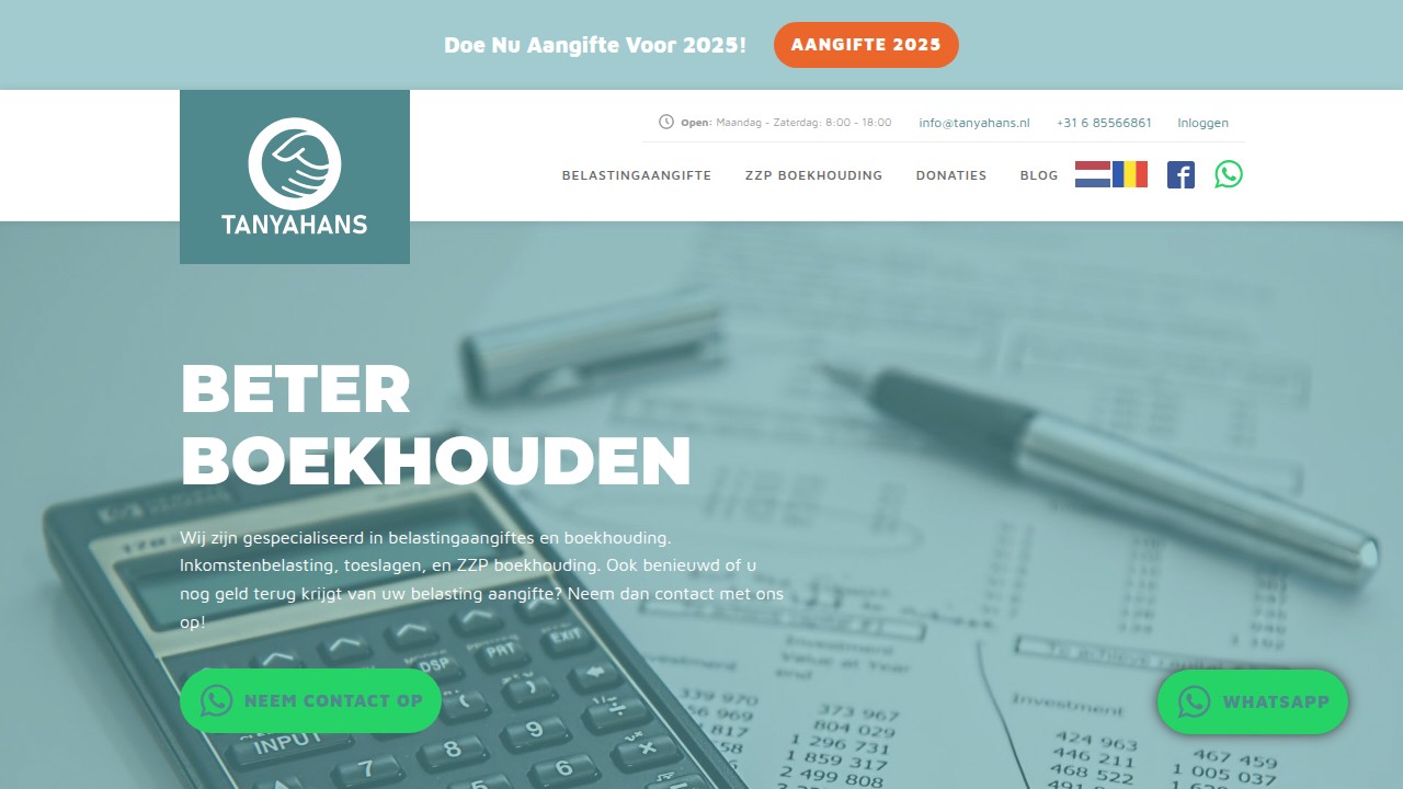 Screenshot of Tanya Hans website