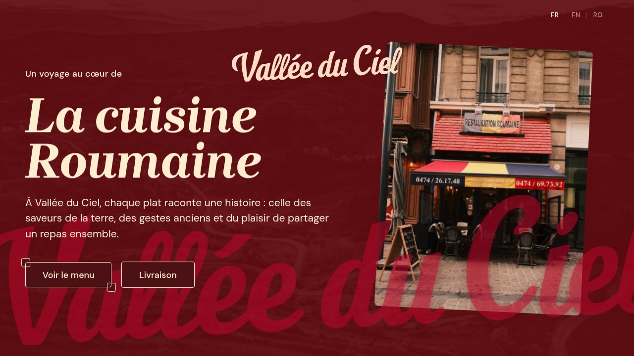 Screenshot of Restauration roumaine Valle du ciel website